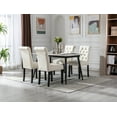 thumbnail image 3 of Guyou Faux Leather Dining Chairs Set of 2, Mid Century Modern Solid Wood Parsons Chairs, Button Tufted Upholstered Armless Side Chairs with High Back for Dining Room Kitchen Restaurant, Cream, 3 of 11
