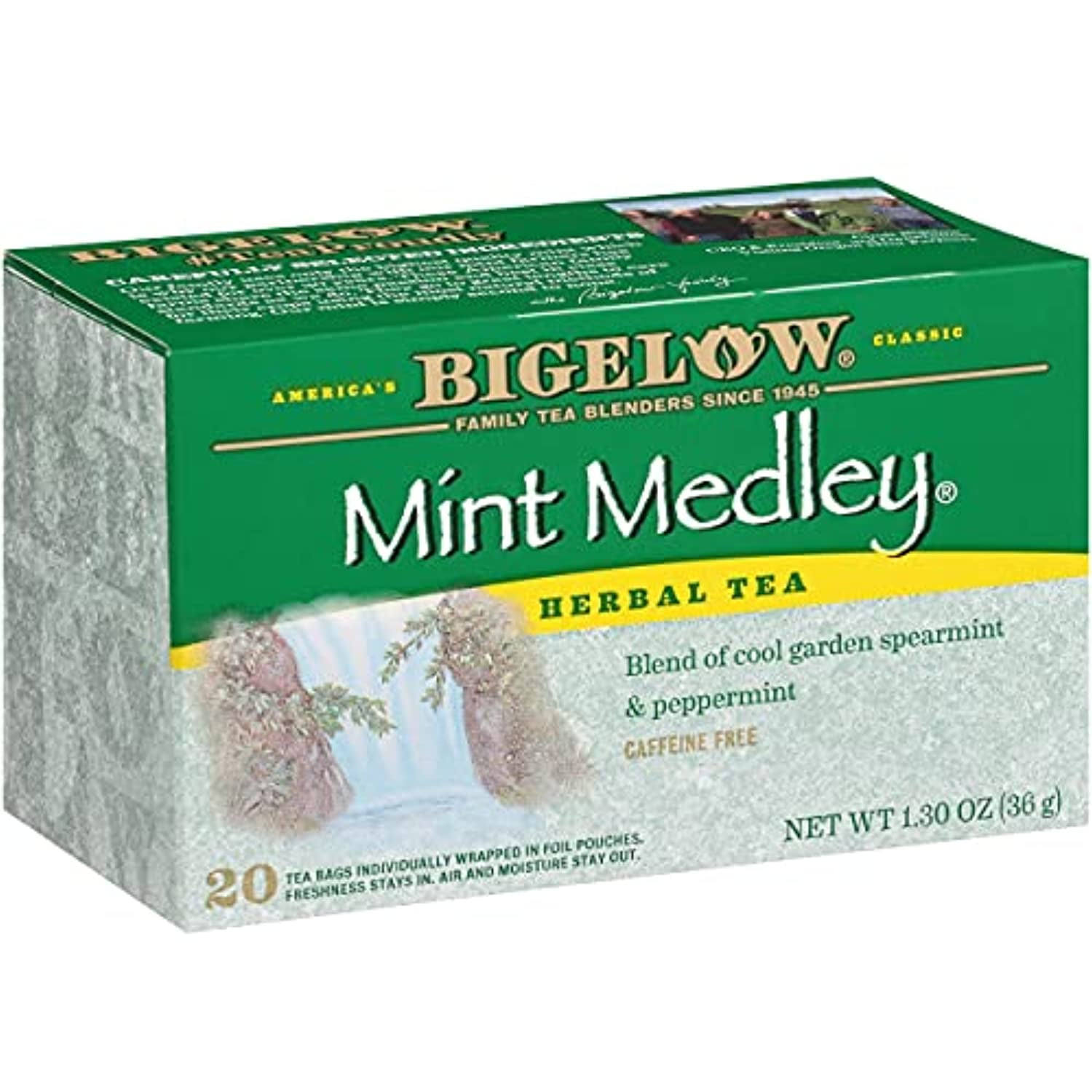 Bigelow Mint Medley Herbal Tea, Caffeine Free, 20 Count (Pack Of 6