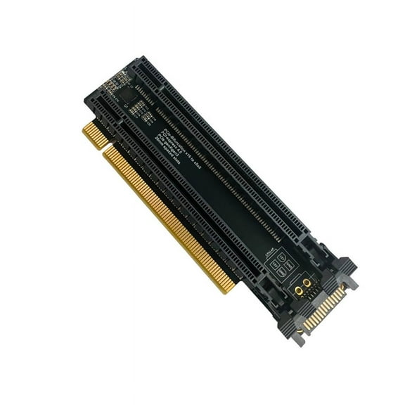 PCI-E 4.0 x16 1 to 2 Expansion Card Gen4 Split Card PCIe-Bifurcation x16 to x8x8 Slots 4P/SATA Power Supply Port