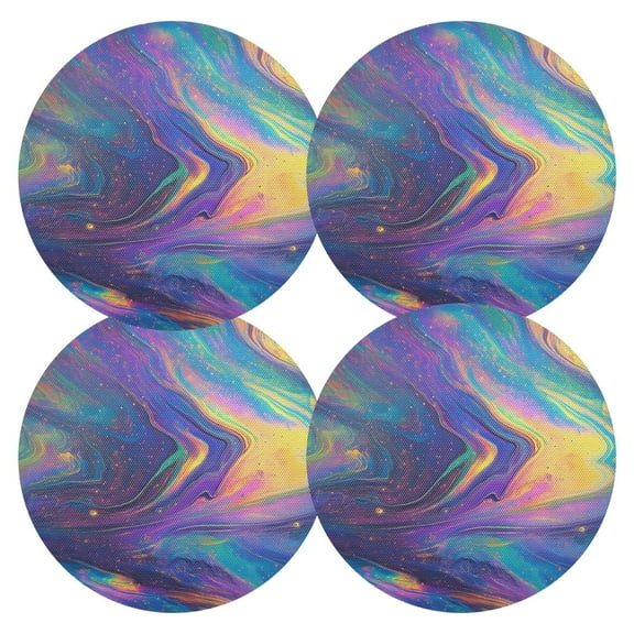 Ryvnso Tie Dye Rainbow Pattern Round Plate Mats Dining Table Placemat Set of 4 for Holiday Decoration