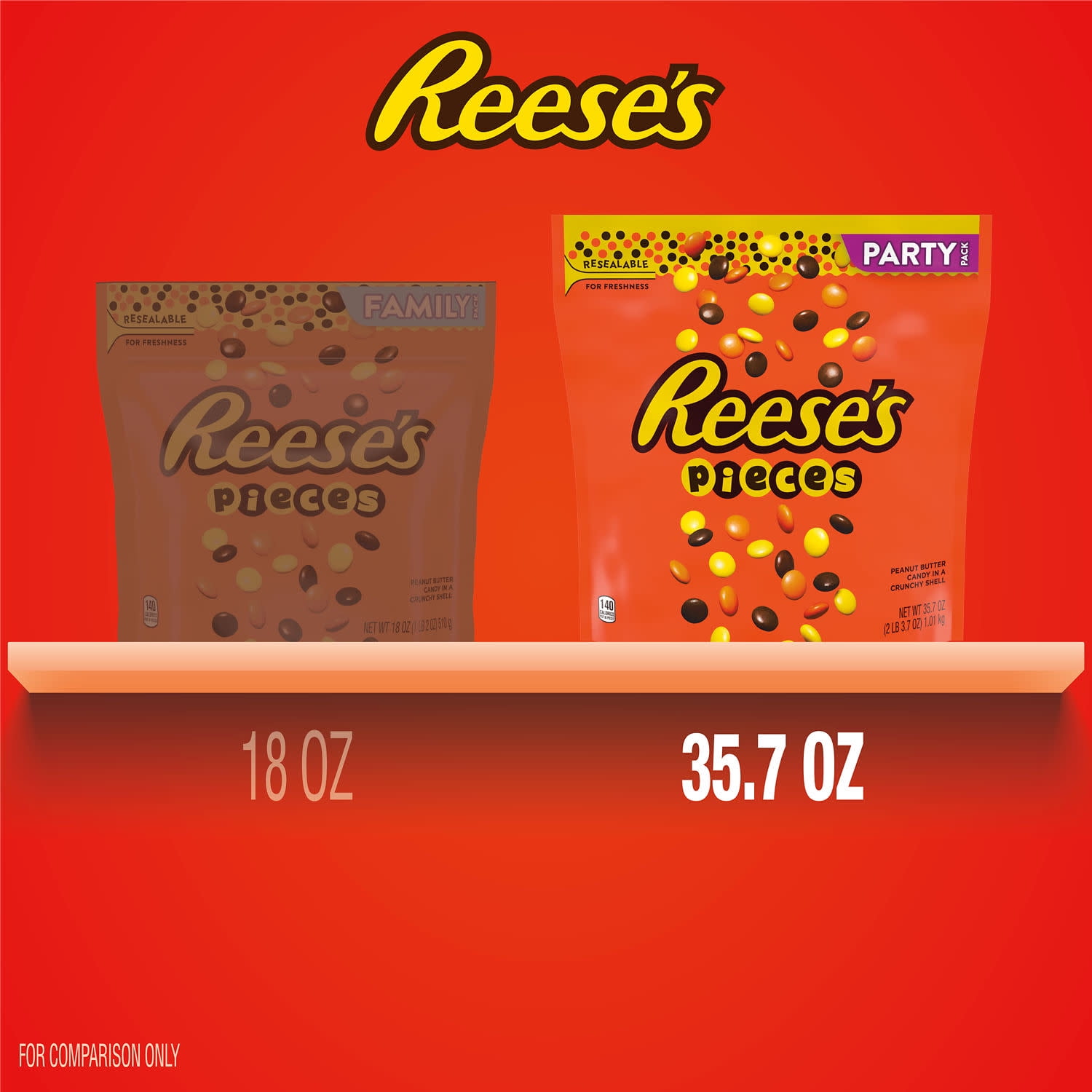 Reese's Pieces Peanut Butter in a Crunchy Shell Candy, Party Pack 35.7 oz