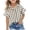 Brown, variant on Coerni Striped Button Down Shirt Girls Cotton Linen Short Sleeve Blouse V Neck Collared Summer Beach Trendy Solid Shirts Tops