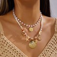 thumbnail image 5 of NICKSUN Boho Beach Seashell Imitation Pearl Layered Necklaces Collection, Multi-Style Ocean Starfish Seahorse Charm Beaded Chokers, Summer Tropical Vacation Dopamine Statement Jewelry, 5 of 8