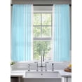 thumbnail image 2 of Aqua White Stripe Sheer Curtains 63 Inch Length 2 Panels Set, Modern Rustic Vertical Striped Voile Window Treatment Rod Pocket Curtains Sheers Drapes for Bedroom/Living Room/Kitchen 52x"63"x2, 2 of 7