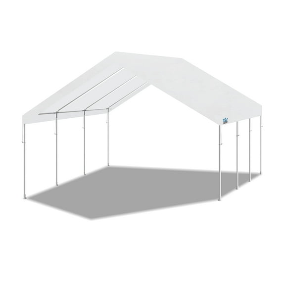 King Canopy Hercules 18' x 20', 2-Inch Steel Frame, 8-Leg, Carport, White