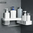 thumbnail image 1 of Billuyoard Estante de esquina para ducha, soporte para estante de ducha para champú y baño, estante de almacenamiento sin perforaciones para cocina, Juegos de accesorios de baño gris blanco Billuyoard HA1063-01B, 1 of 6