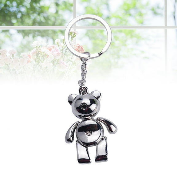 Worgeous Bear Keyring Metal Keychain Cool Car Keyring Purse Bag Decoration Creative Gift Keyfob (Silver)