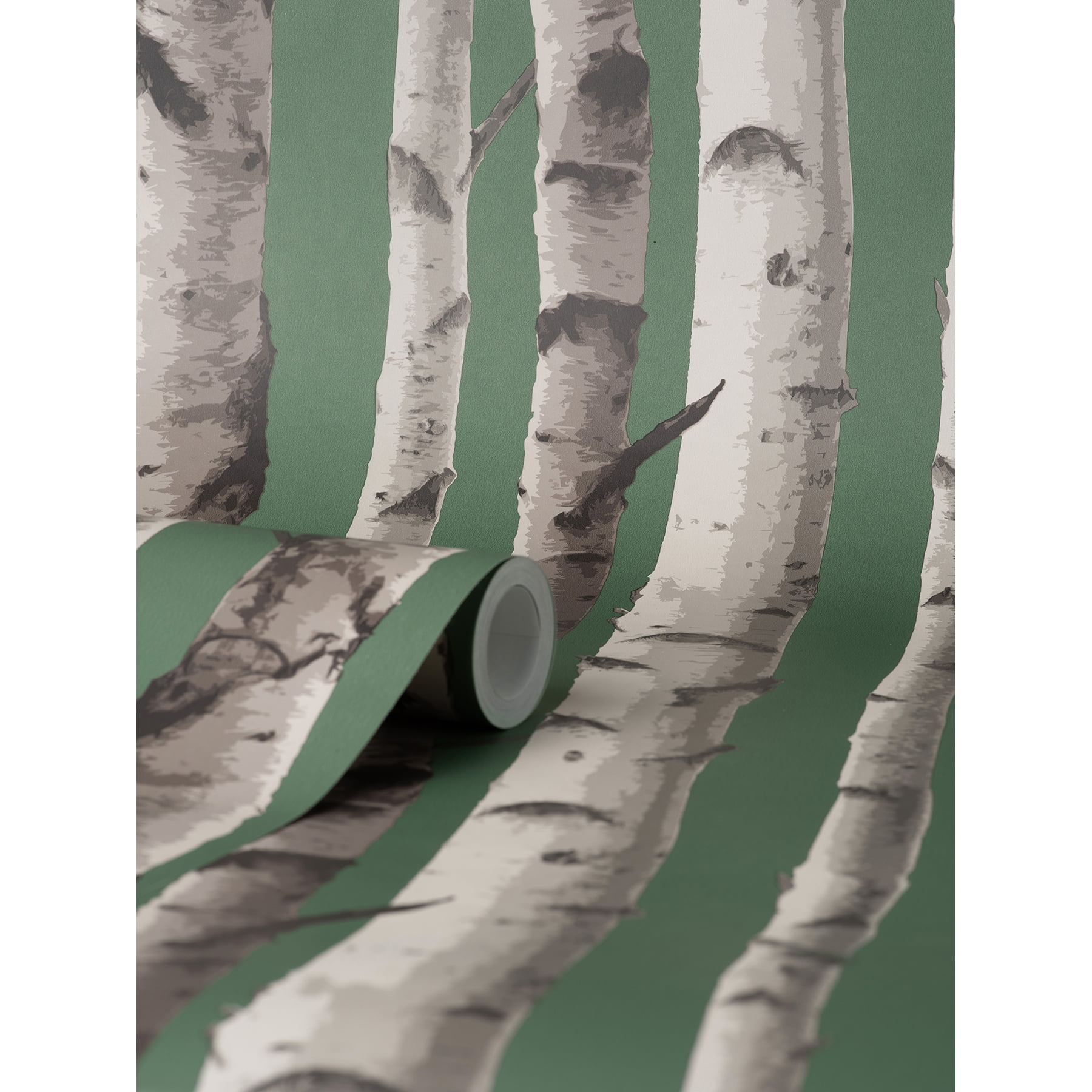 Fine Decor Chester Dark Green Birch Trees Wallpaper, 20.5-in by 33-ft