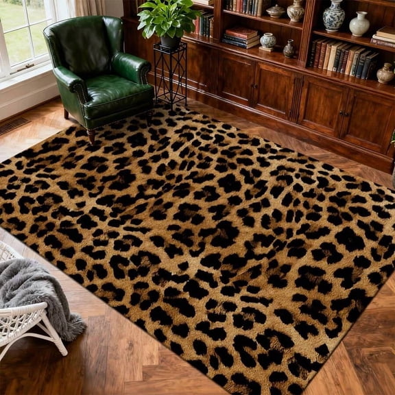 Multicolor Leopard Print Soft Flannel Area Rug