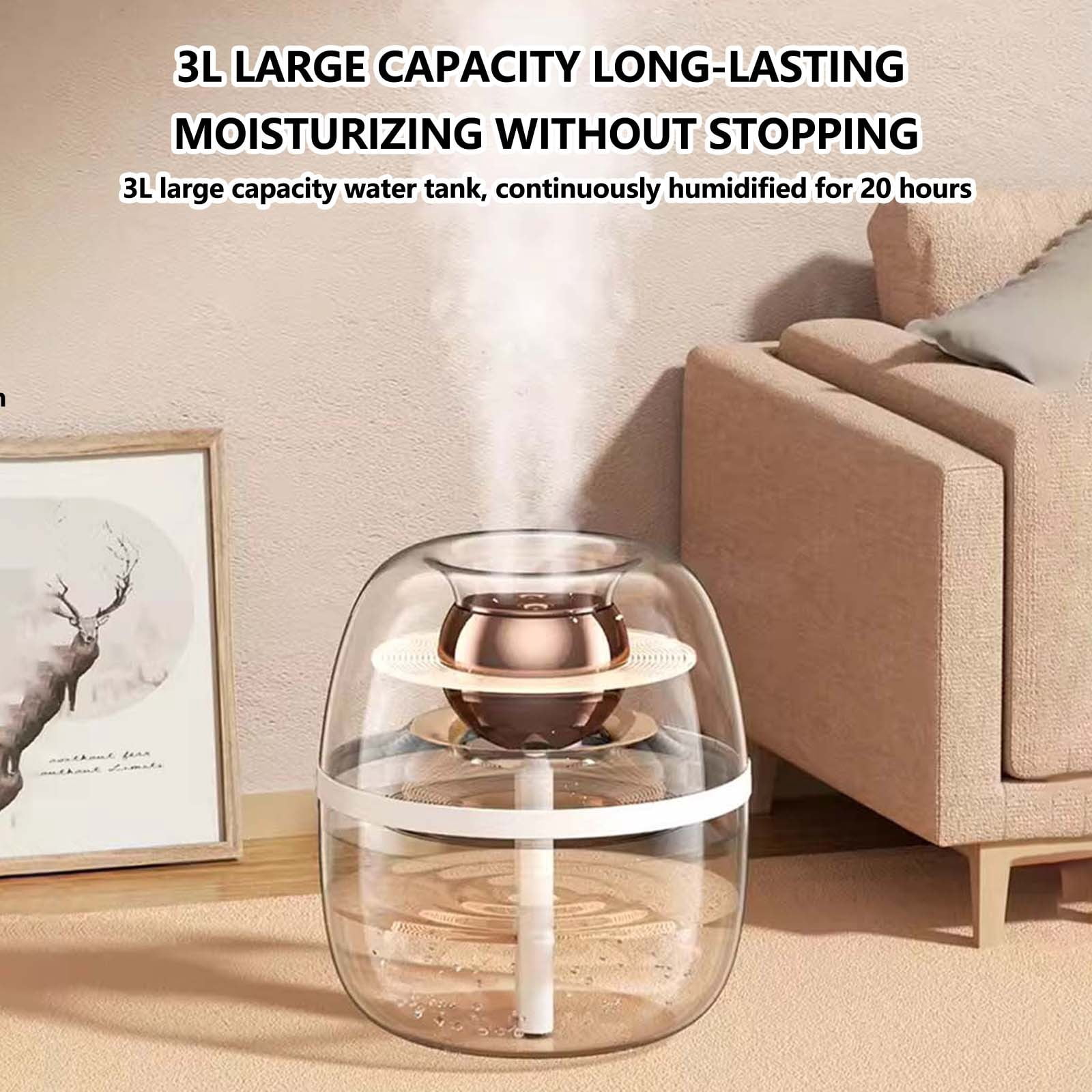 2025 New Humidifier Large Room, Living Room Humidifier, Automatic Mode Humidity Sensor, 3L Cool Mist Desktop Humidifier For Bedroom (Pink)