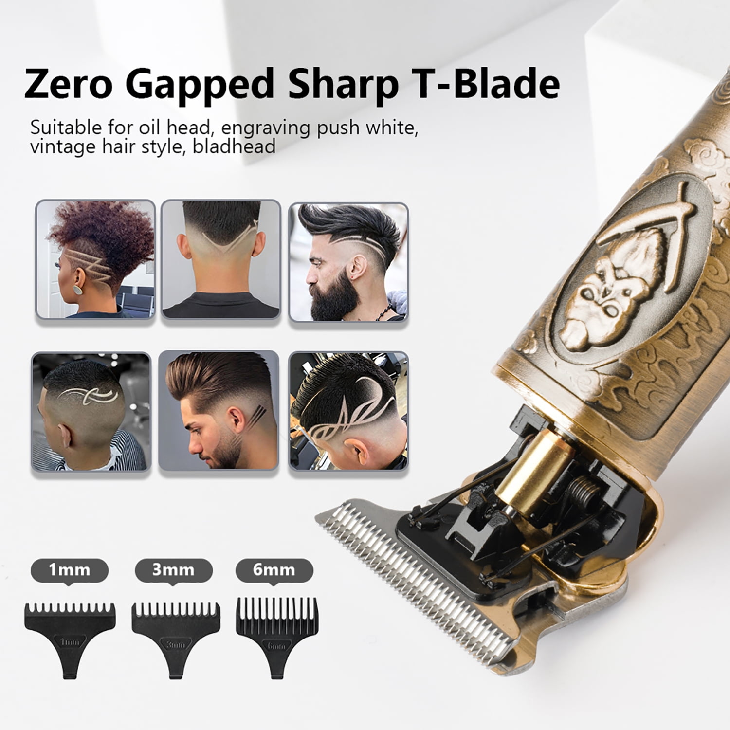 DSP T Trimmer Hair Clippers for Men Cordless Electric Trimmers Beard and Mustache Trimmer Professional Rechargeable Hair Cutting Kit with 1-5mm Limit