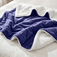 thumbnail image 5 of Moonlight 20015 Plush Sherpa Bed Blanket Super Soft Warm Ultra Cozy Reversible Fleece Twin Navy, 5 of 8