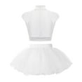 thumbnail image 2 of Alvivi Kids Girls Shiny Ballet Dance Outfits Gymnastic Shirt Crop Top and Tutu Skirt Bllerina Costume White 16, 2 of 7