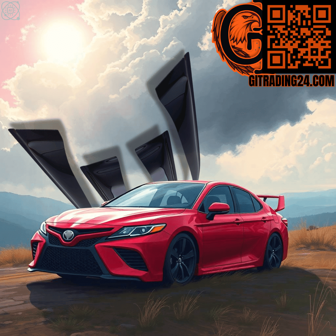 GIT Rain Guard Side Window Wind Deflector for 2018-2024 Toyota Camry: Out-Channel, Easy Mount, Tinted Smoke Black