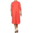 thumbnail image 4 of MOA Collection Plus Size Women's 3/4 Sleeves solid dress, 4 of 4