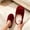Wine, variant on Lepsheexh Womens Slippers Double Size Round Toe Closed Toe Fleece Lined Thick Thermal Warm Non Comfortable Solid Color Household Winter Slippers
