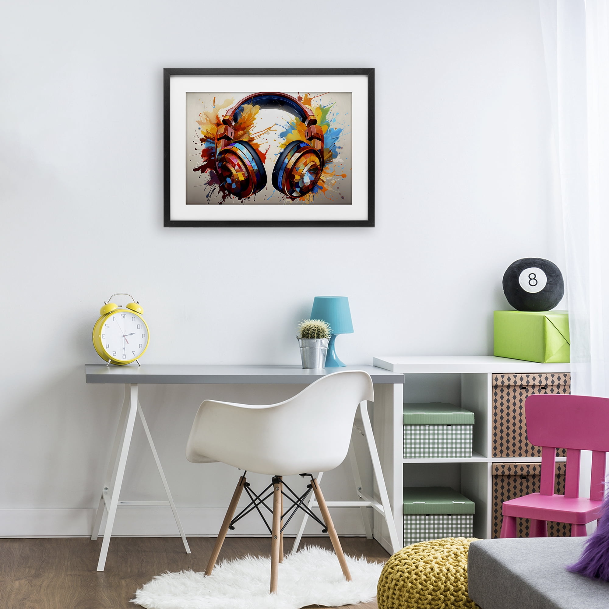 Stupell Industries Music In Color Splatter Black Framed Print Under Glass, design by Creative Studio