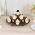 thumbnail image 2 of Efavormart Set of 3 Rustic Brown Wood 3-Tier Semicircle Dessert Pedestals, Half Moon Cupcake Display Risers 7", 13", 18", 2 of 11