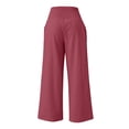 thumbnail image 5 of Red Women's Casual Pants, Linen Pants Women Summer Wide Leg Pants Drawstring Elastic Waist Pants High Waisted Pants Casual Beach Trousers,Women's Casual Pants S, 5 of 5