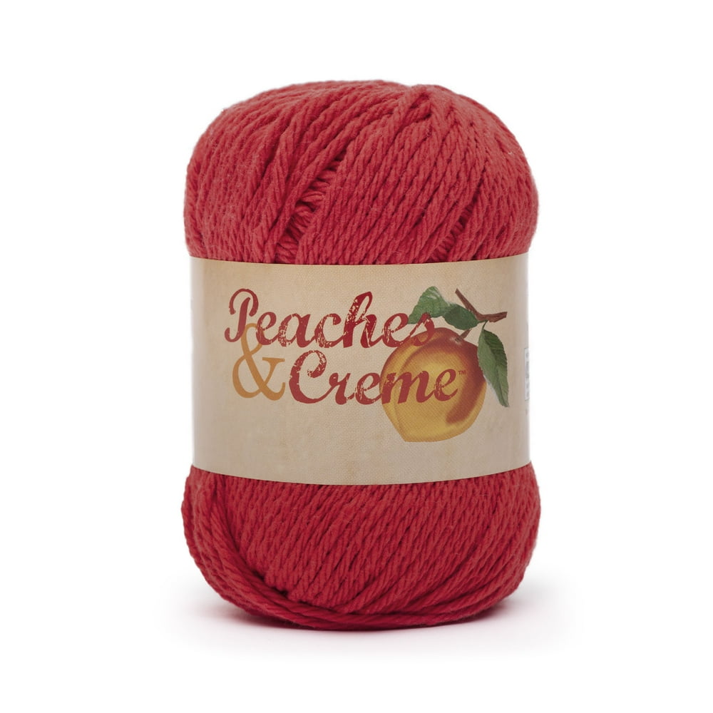 Peach & Crème Solids Cotton Yarn, 2.5 oz Red, (4) Medium Walmart