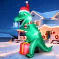 thumbnail image 1 of Dinosaurio inflable navideño FunFanso de 7 pies con luces LED, 1 of 7