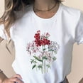 thumbnail image 4 of LEBONYARD Womens Tops Dressy Casual,Tops for Women Dressy Casual clearance,Women's Fashion Floral Plant Print Female Round Neck Loose T-shirt White S, 4 of 9