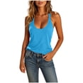 thumbnail image 3 of Women's Sleeveless U Neck Racerback Round Neck Solid Color Yoga Tank Top Casual Basic Soft Comfy Daily Wear | CSEONE,Light Blue S, 3 of 9