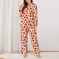 thumbnail image 2 of KLL Tomatoes And Chili Print Women's Long Sleeve Pajamas with Pants Sleepwear Loungewear 2 Set-Large, 2 of 7