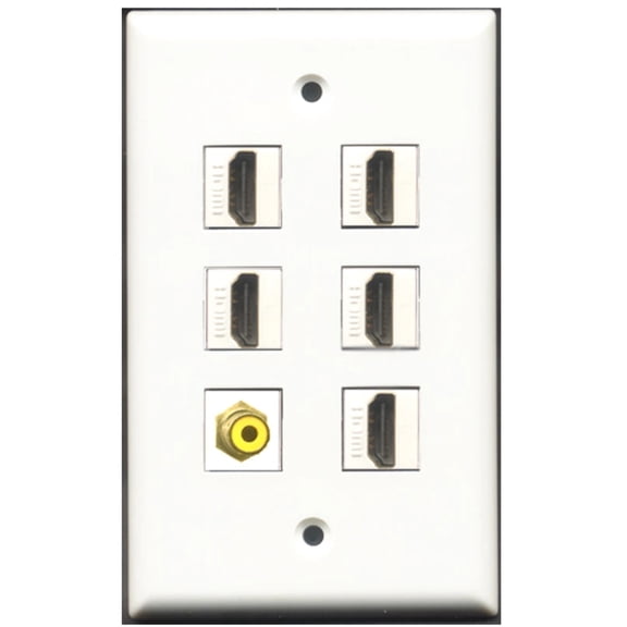 Ultra Spec Cables 5 Port HDMI 1 RCA Yellow Wall Plate