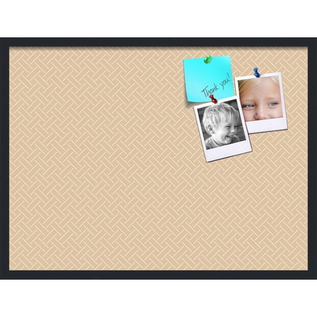 PinPix 32x24 Custom Cork Bulletin Board Lattice Beige Poster Board Has a Fabric Style Canvas Finish Framed in Lattice Beige by ArtToFrames (PinPix-1820)