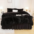 thumbnail image 6 of Queen Comforter Set Black, Fluffy Winter Faux Fur Warm Soft Plush Bedding Comforter Set (1 Velvet Comforter & 2 Pillowcases), Fuzzy Thick Heavy Puffy Comforters Bed Set, 6 of 8