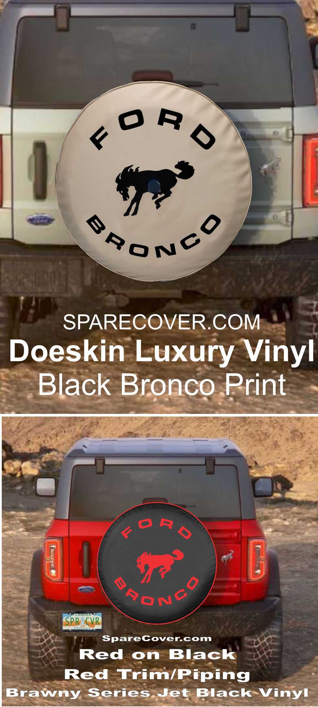 US made PINK print Bronco Tire Cover ANY size SpareCover Brawny Series  Jet Black Vinyl Tire Cover