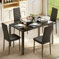 thumbnail image 3 of Aiho Dining Table Set for 4, Modern Glass Kitchen Table with 4 Cushioned Chairs , For Dining Room, Kitchen, Living Room - Black, 3 of 10