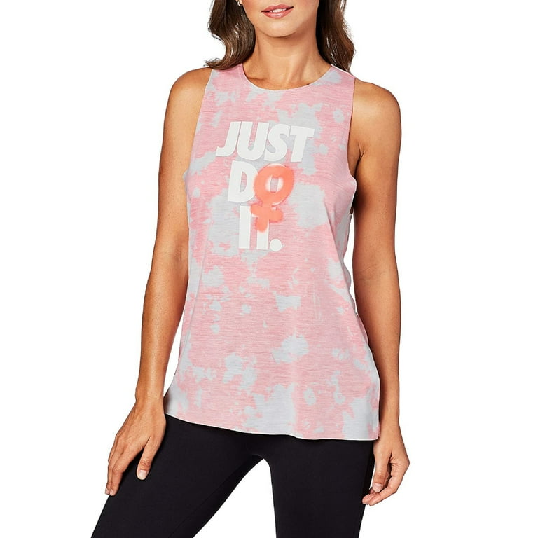 Nike Women s Dri FIT Printed Just Do It Training Tank Top Pink M Walmart