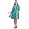thumbnail image 5 of Moomaya Designer Printed Short Flared Dress Full Sleeve Velvet Tunic Dresses For Women, 5 of 7