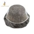 thumbnail image 6 of Lyricalhair French Lace Toupee for Men Hairpieces Mens Toupee Human Hair Replacement System Bleached Knots Lace with Poly Hair Wig Units 7"X9" #1B50 Off Black with 50% Gray, 6 of 6