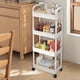 thumbnail image 4 of Carrito de Cocina de 4 Niveles con Reposabrazos y Ruedas | Organizador de Plástico para Baño, Cocina y Salón | 35 X 22 X 97 Cm En Rojo, Rosa, Amarillo y Blanco, 4 of 6