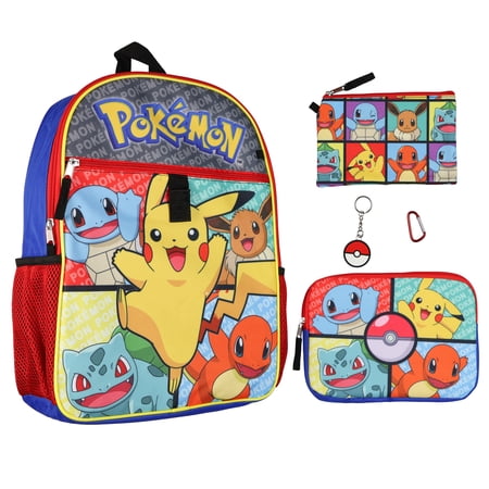 Pokemon 16 Backpack 5-Piece Set with Pencil Case and Keychain