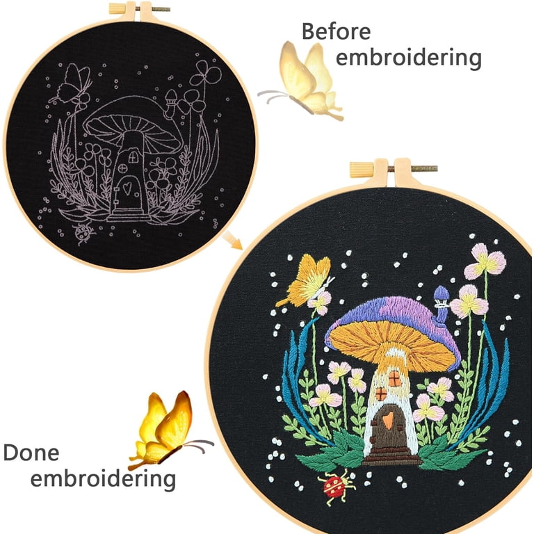 VETPW Embroidery Kit for Beginners, Mushroom House Set photo 3