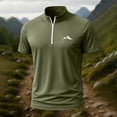 thumbnail image 2 of Quarter Zip Shirts Men Short Sleeve Moisture Wicking UPF 50+ Sun Protection Casual Athletic Tops Workout Tees (XL, Green #A), 2 of 4