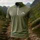 thumbnail image 1 of Blusa y camisa de manga corta con cuello alto para hombre, de verano, de color liso, ajustada, deportiva, con cremallera, de manga corta, con cuello alto., 1 of 5