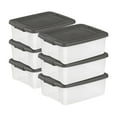 thumbnail image 1 of Sterilite ShelfTote 25 Quart Plastic Stackable Tote w/Lid, Clear (6 Pack), 1 of 8
