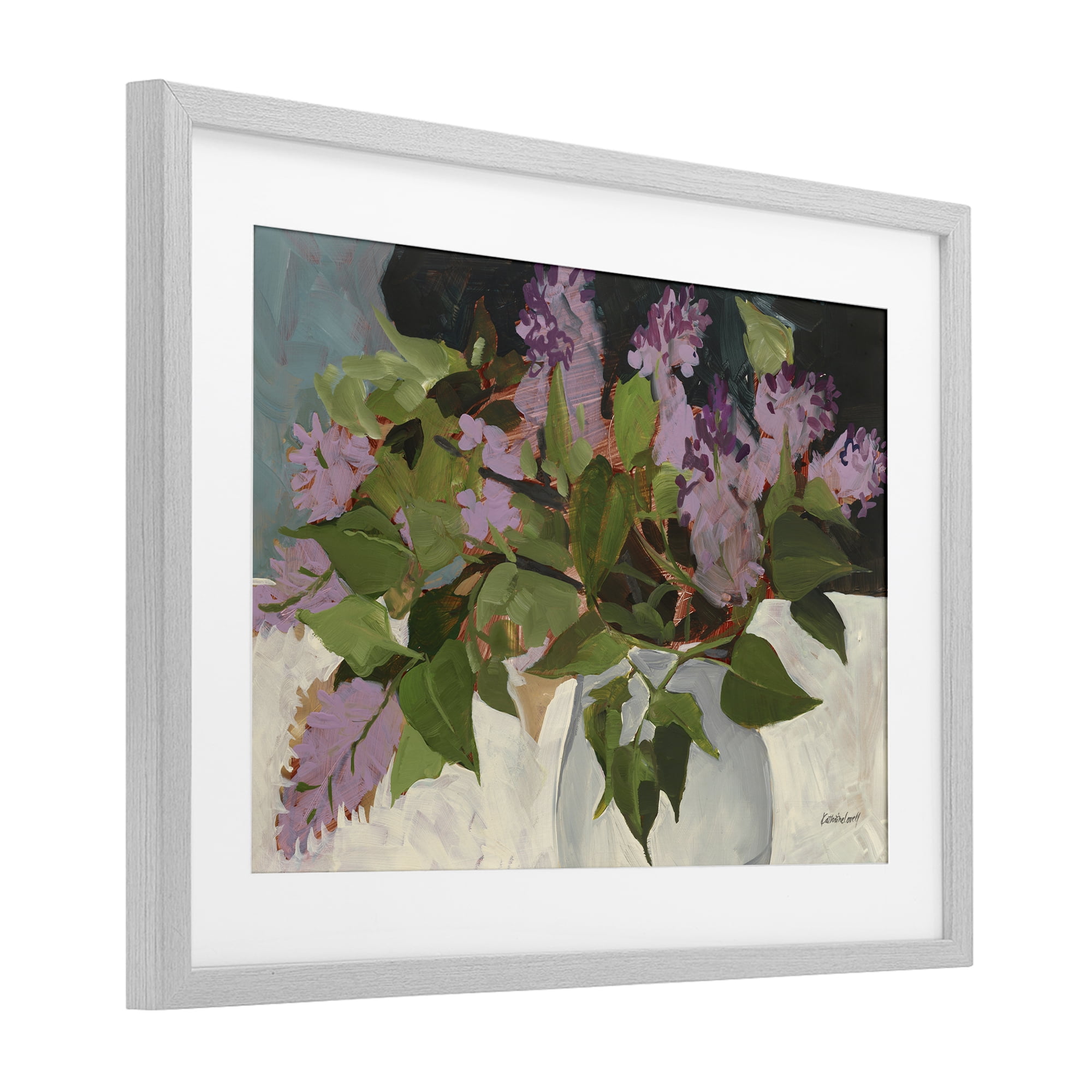 Stupell Industries June Lilacs Bouquet Gray Framed Print Under Glass, design by Katherine Lovell