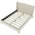 thumbnail image 4 of Queen Size Platform Bed Frame,Modern Boucle Upholstered Platform Bed with Wingback Headboard and Round Wooden Legs,No Box Spring Needed, 4 of 6