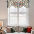 thumbnail image 3 of Tie Up Valances for Windows, Orange Blue Ethnic Rustic Adjustable Valance Curtains Window Treatment for Living Room, Boho Southwestern Heritage Rod Pocket Kitchen Curtains & Drapes 60x18 Inch, 3 of 9