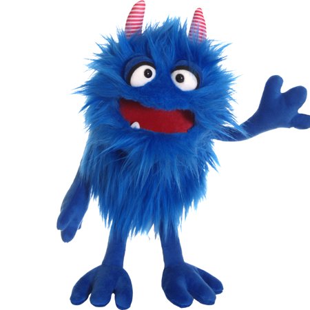 Living Puppets - Mack The 14-Inch Blue Friendly Monster Plush Hand Puppet - Fine European Design Ultra-Soft and Cuddly Promotes Child Development Safety Certified Teacher Recommended