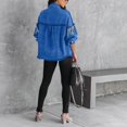thumbnail image 1 of Vedolay Women's Coat Womens Casual Long Sleeve Coat with Fringe Rhinestones Jean Jacket,Blue XL, 1 of 5