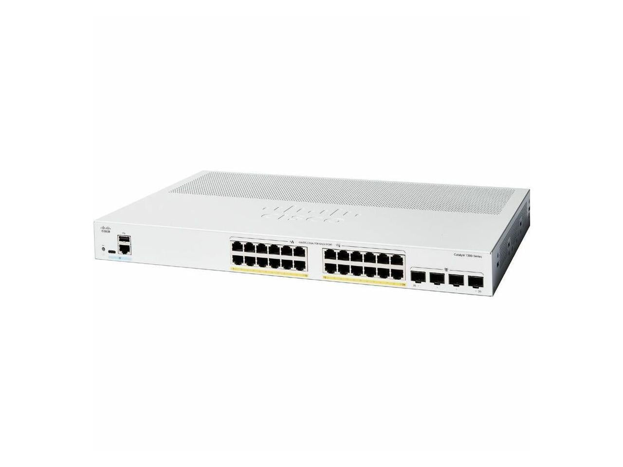 Cisco Catalyst C1300-24P-4G Ethernet Switch, 24 Ports, Manageable, Gigabit Ethernet, 10/100/1000Base-T, 1000Base-X , 3 Layer Supported