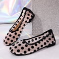 thumbnail image 6 of Women's Polka Dots Mesh Ballet Flats Square Toe Ballerina Flats Closed Toe Comfortable Casual Work Shoes Pink 9.5(43), 6 of 9