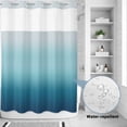 thumbnail image 2 of No Hook Shower Curtain, Navy Blue Ombre Shower Curtains for Bathroom with See Through Top Window, Teal White Gradient Modern Abstract Art Waterproof & Washable Bath Curtain Extra Long 72"x84", 2 of 9